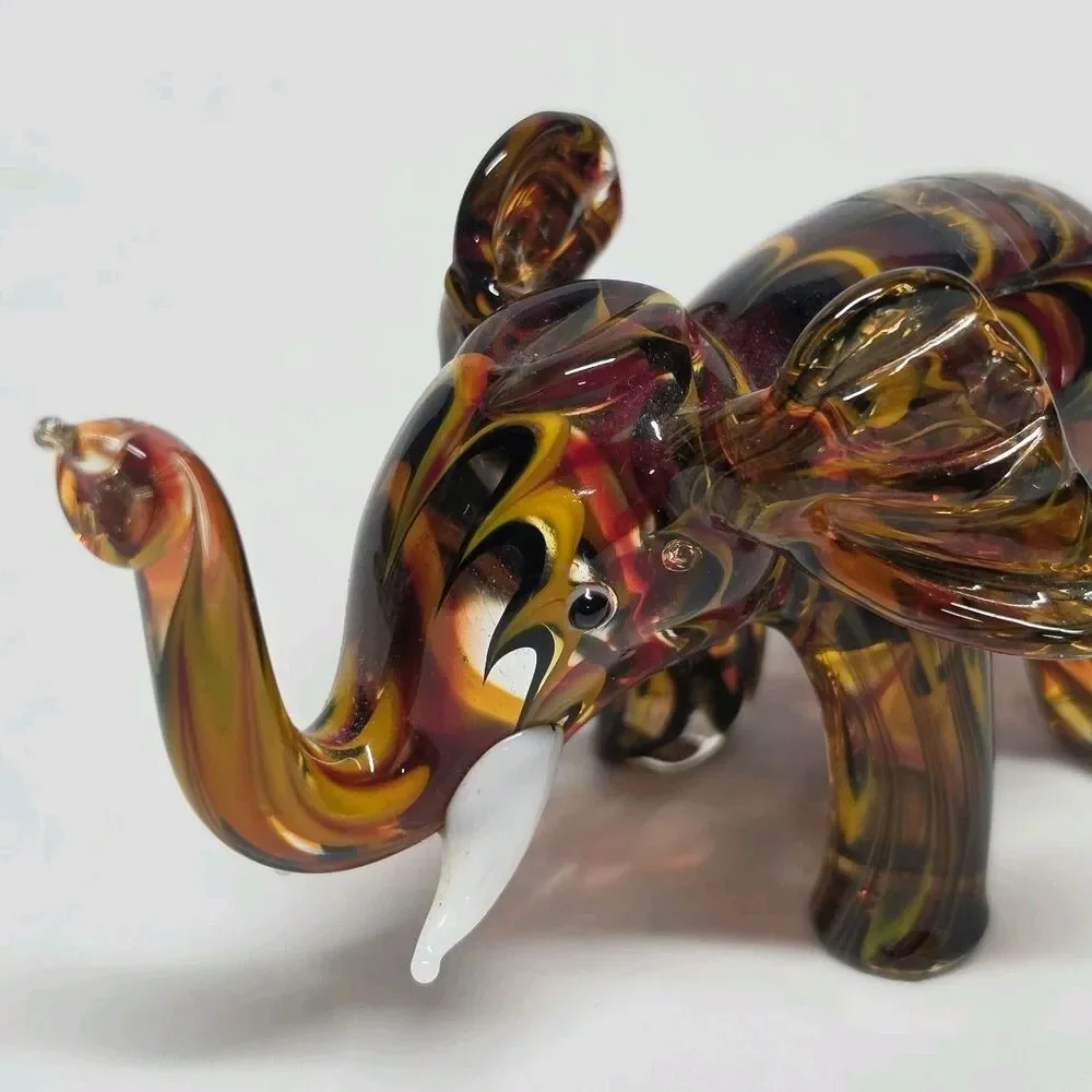Vintage LENOX Amber Red Elephant Art Glass Handblown Figurine
